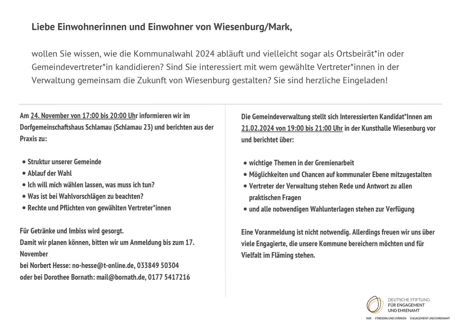 Kommunalwahl 2024, Wiesenburg/Mark
