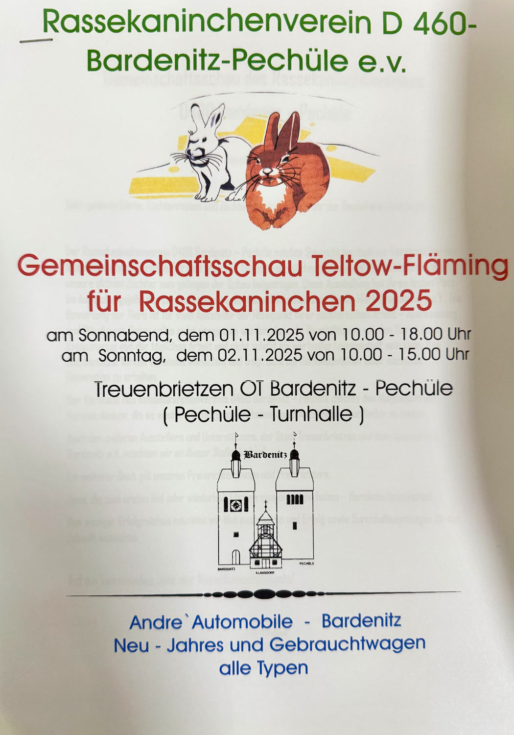 Gemeinschaftsschau Teltow-Fläming für Rassekaninchen 2025, Rassekaninchenverein Bardenitz-Pechüle
