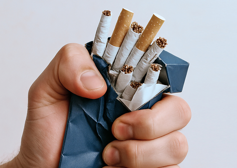 zerknüllte Zigarettenschachtel